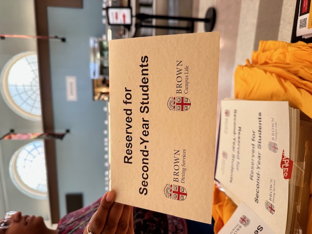 Table tents that say "Reserved for Second-year Students